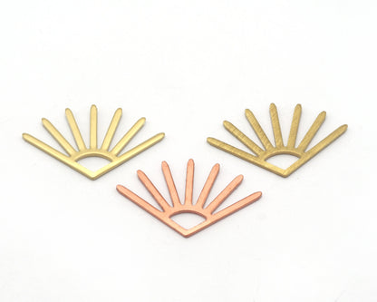 Sun Charms 24x16mm No Hole Raw Copper - Brass - Brushed Brass findings S165-70