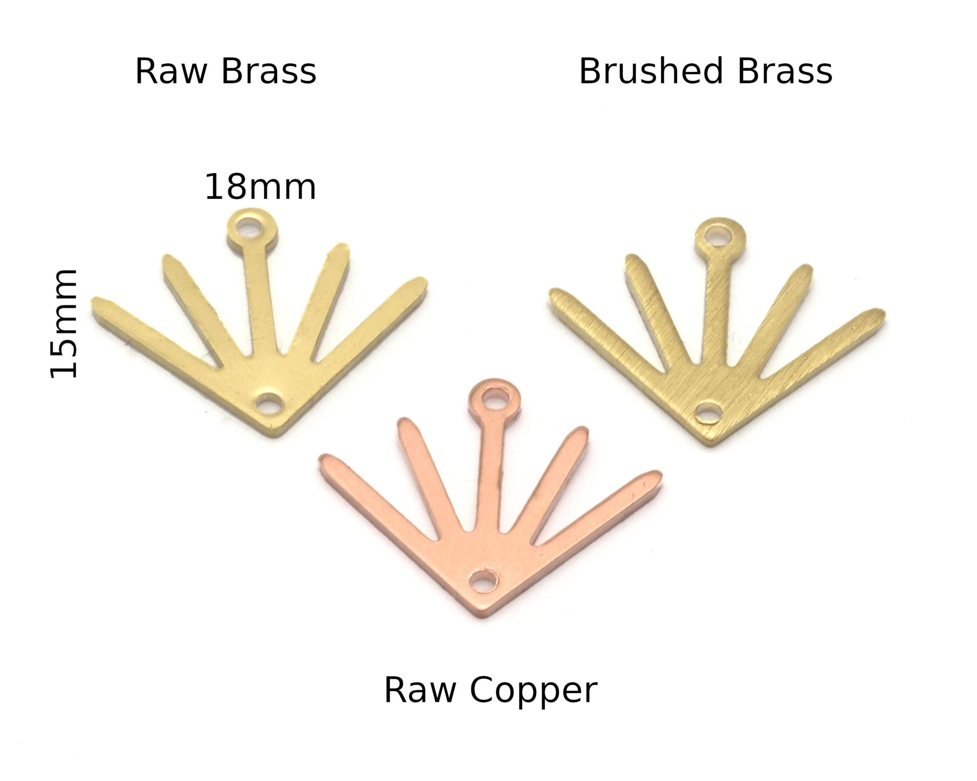 Sun Charms Connector 18x15mm 2 Hole Raw Copper - Brass - Brushed Brass findings S167-60