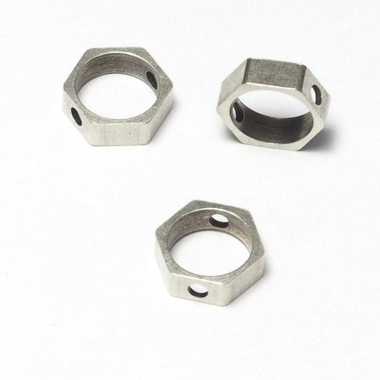 Silver plated brass bead frame hexagonal 10x3.5mm 1860