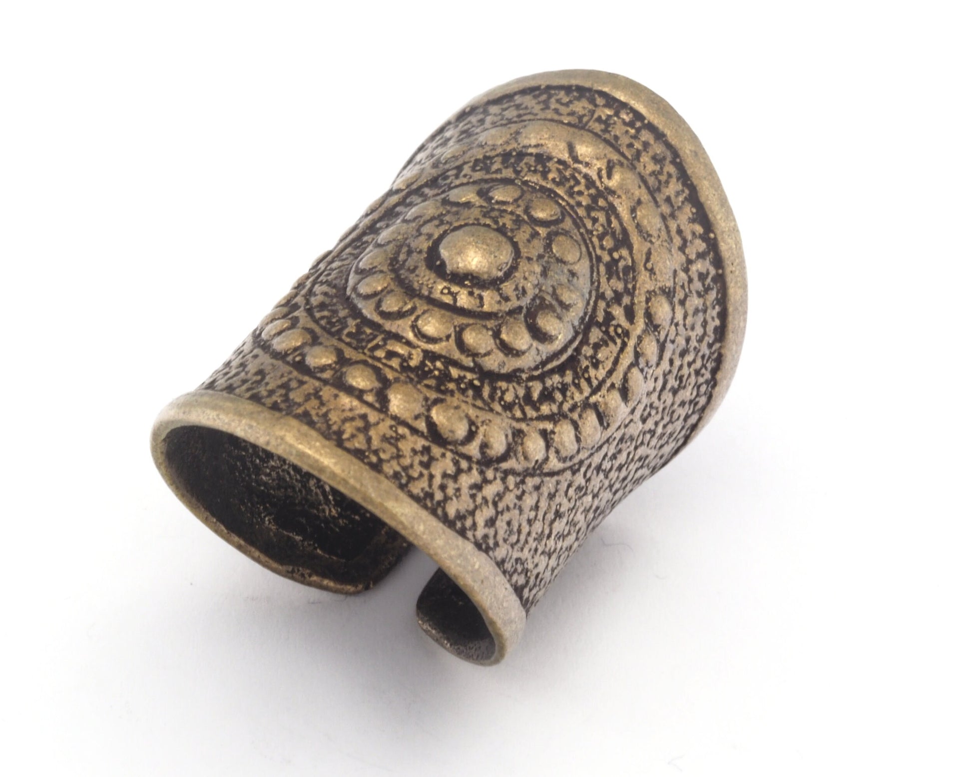 Tube Ethnic Patterned Ring Adjustable Ring Antique Bronze Plated Brass (18mm 8US inner size) OZ3429