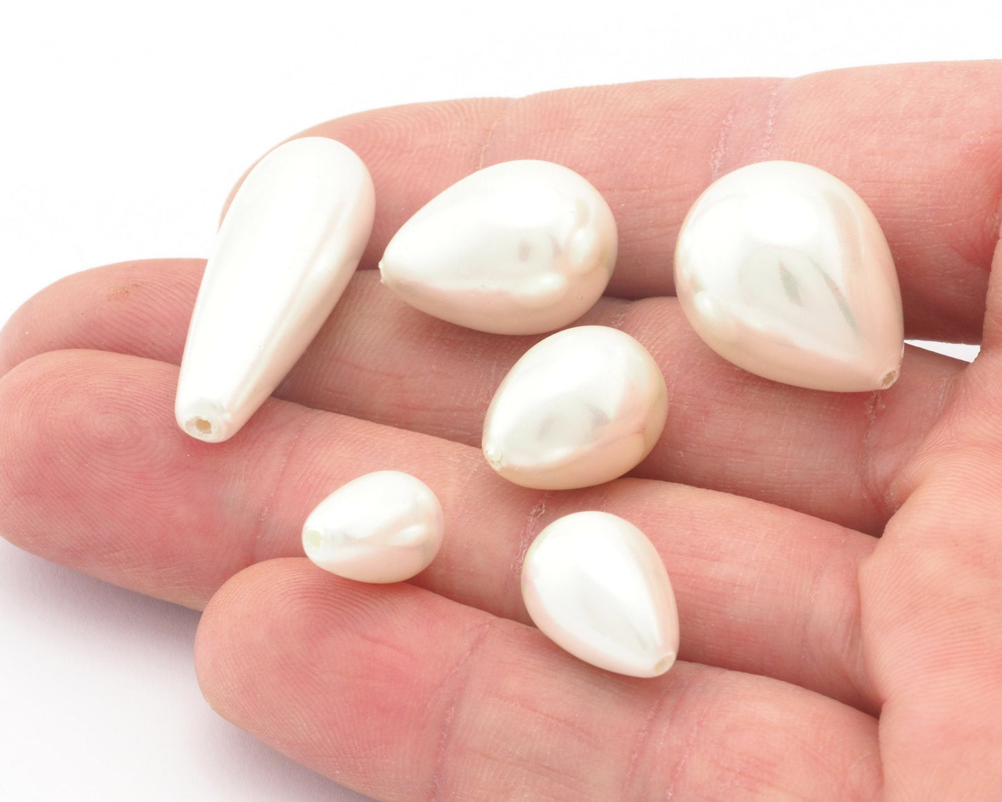 Half drilled drop Pearls Beads White drop Majorca Pearl Cab-104