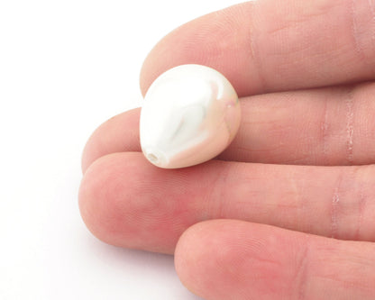 Half drilled drop Pearls Beads White drop Majorca Pearl Cab-104