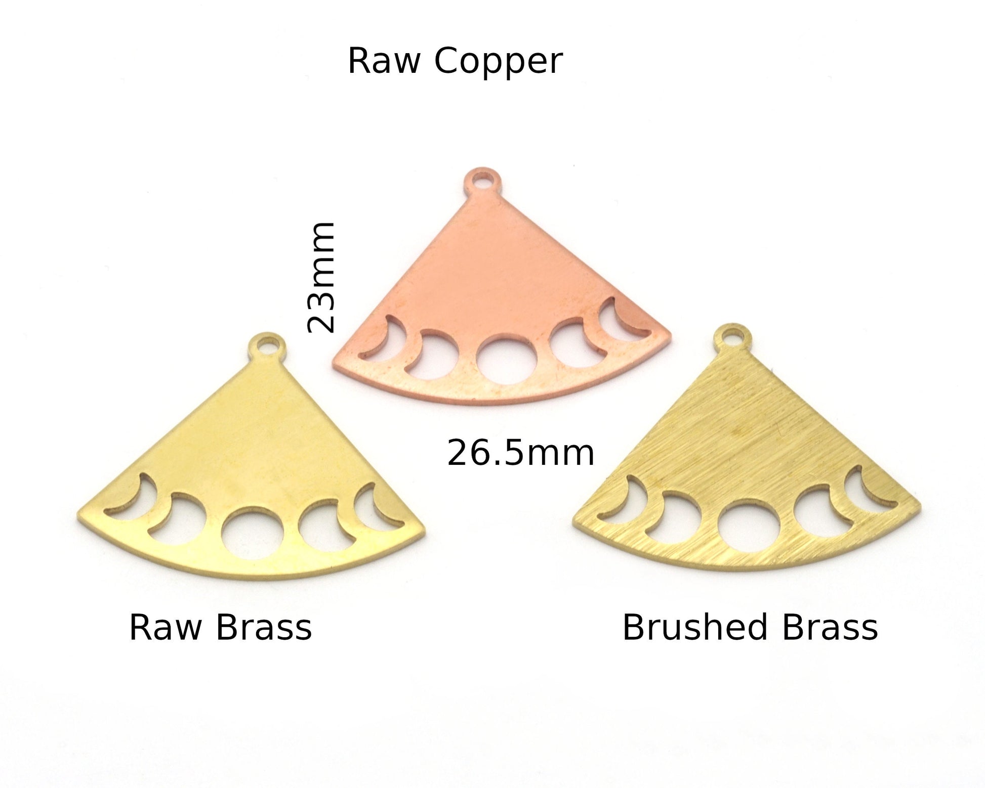 Moon Earring Charms 26.5x23mm 1 Hole Raw Copper - Brass - Brushed Brass findings S218