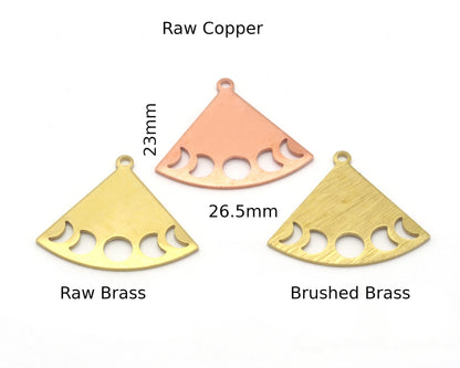 Moon Earring Charms 26.5x23mm 1 Hole Raw Copper - Brass - Brushed Brass findings S218