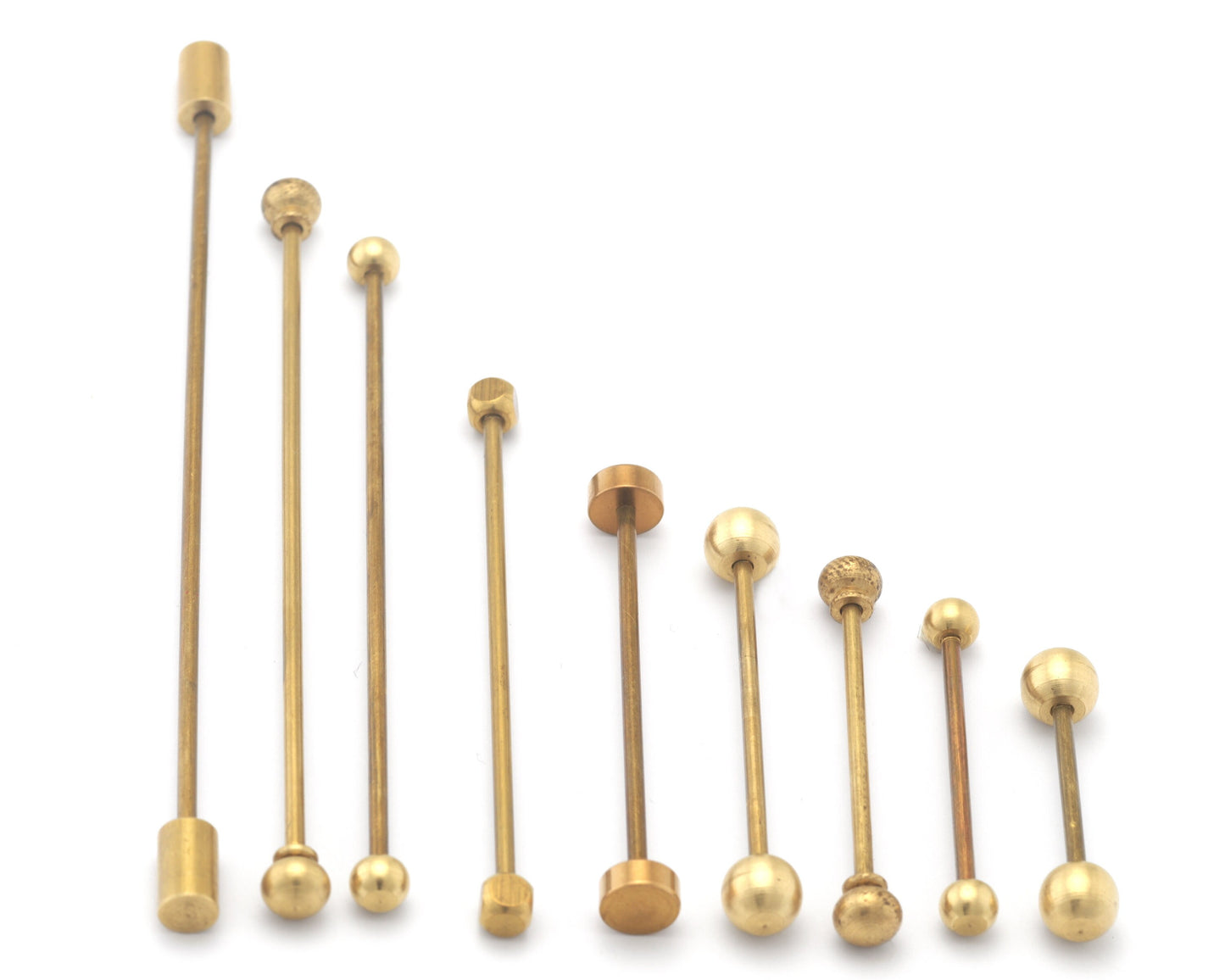 Raw brass barbell, 2mm bar, Inner Sizes (aprx): 20mm 30mm 35mm 40mm 50mm 60mm 80mm 85mm 100mm bb2