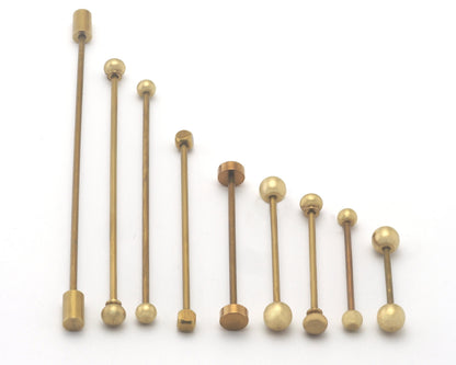 Raw brass barbell, 2mm bar, Inner Sizes (aprx): 20mm 30mm 35mm 40mm 50mm 60mm 80mm 85mm 100mm bb2