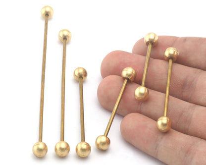 Raw brass barbell, 2mm bar, Inner Sizes (aprx): 20mm 30mm 35mm 40mm 50mm 60mm 80mm 85mm 100mm bb2