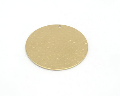 Round Circle Disc Tag Stamping Charms Raw Brass - Brushed Brass - Hammered Brass - Raw Copper - Stainless Steel 35mm 1 hole Findings S26