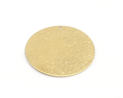 Round Circle Disc Tag Stamping Charms Raw Brass -Hammered - Brushed Brass - Raw Copper - Stainless Steel 40mm 1 hole Findings S20