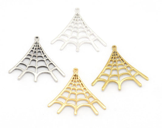 Spider Web Charms Pendant Raw Brass - Shiny Silver - Antique Silver - Shiny Gold Plated 32x31mm 1.5mm thickness Charms OZ4623-225