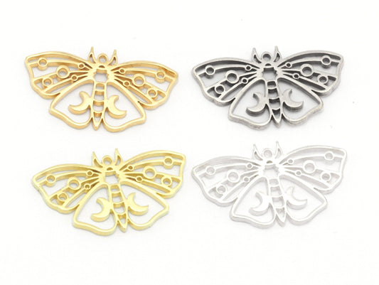 Butterfly Charms Pendant Raw Brass - Shiny Silver - Antique silver - Shiny gold Plated 32x19x1.5mm 1.5mm thickness Charms OZ4624-215