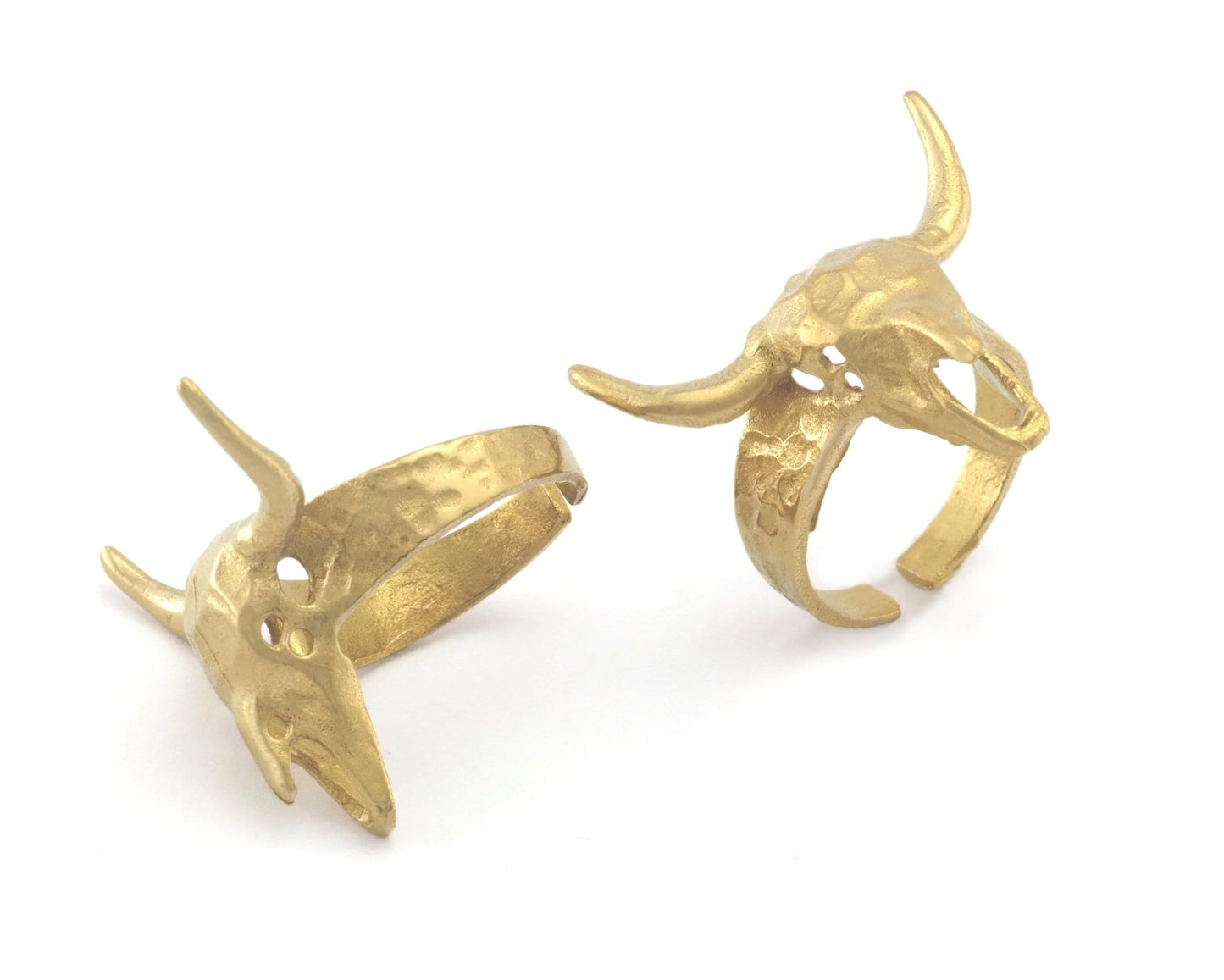 Bull Skull Western Ring Adjustable Raw brass (8US 10US inner size) OZ2240