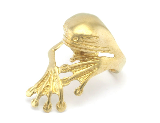 Frog Ring Adjustable Raw Brass (17.5mm 7US inner size) OZ2893