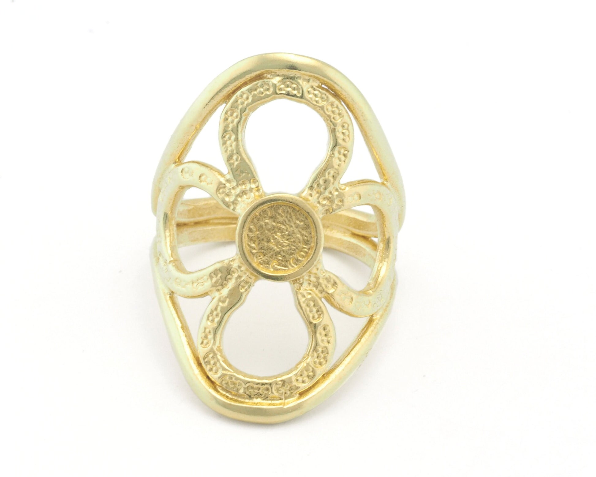 Flower Ring Blank Base Settings - raw brass - Shiny silver - Antique silver - Shiny gold plated (7.5US 10US inner size ) 6mm blank size 4635