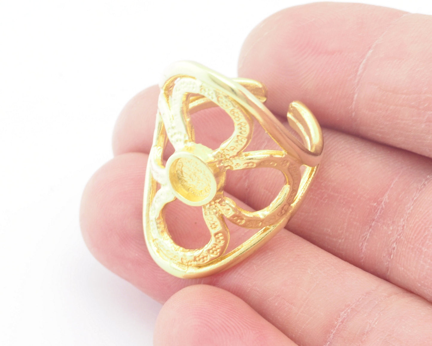Flower Ring Blank Base Settings - raw brass - Shiny silver - Antique silver - Shiny gold plated (7.5US 10US inner size ) 6mm blank size 4635