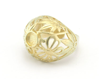 Leaf Butterfly Dome Ring Blank Base Settings - Raw brass - Shiny silver - Antique silver - Shiny Gold (7US 10US size ) 6mm blank size 4637
