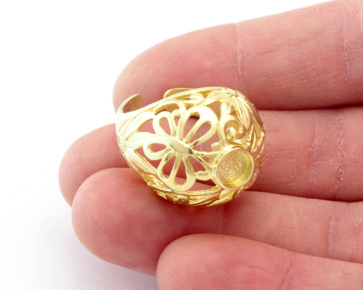 Leaf Butterfly Dome Ring Blank Base Settings - Raw brass - Shiny silver - Antique silver - Shiny Gold (7US 10US size ) 6mm blank size 4637