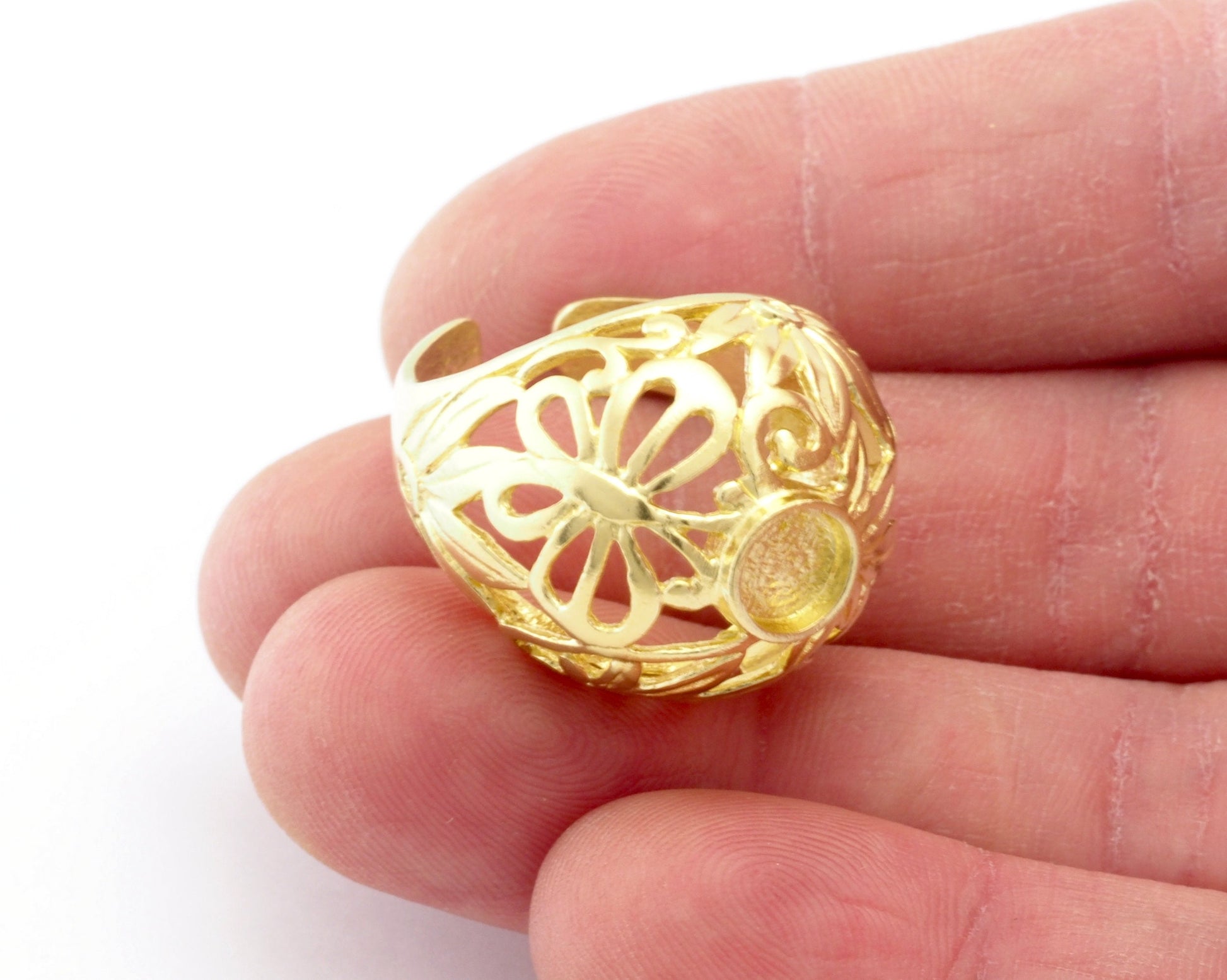 Leaf Butterfly Dome Ring Blank Base Settings - Raw brass - Shiny silver - Antique silver - Shiny Gold (7US 10US size ) 6mm blank size 4637