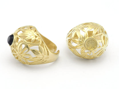 Leaf Butterfly Dome Ring Blank Base Settings - Raw brass - Shiny silver - Antique silver - Shiny Gold (7US 10US size ) 6mm blank size 4637