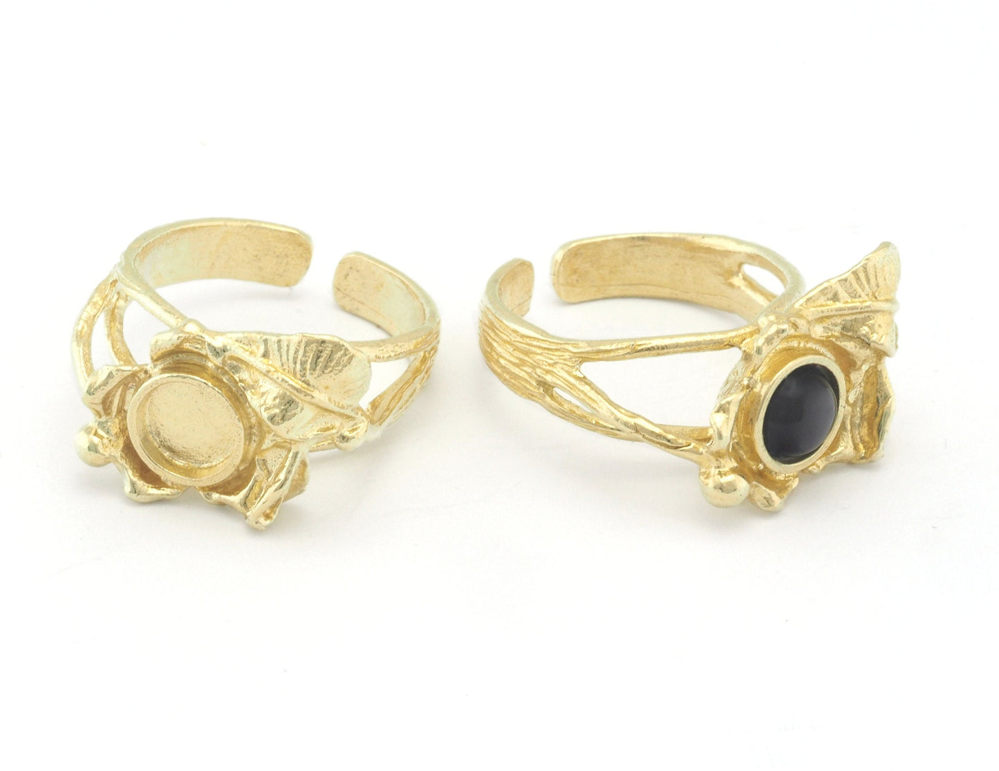 Leaf Flower Ring Blank Base Settings - Raw brass - Shiny silver - Antique silver - Shiny gold Plated (7US 10US inner size ) 6mm blank 4638