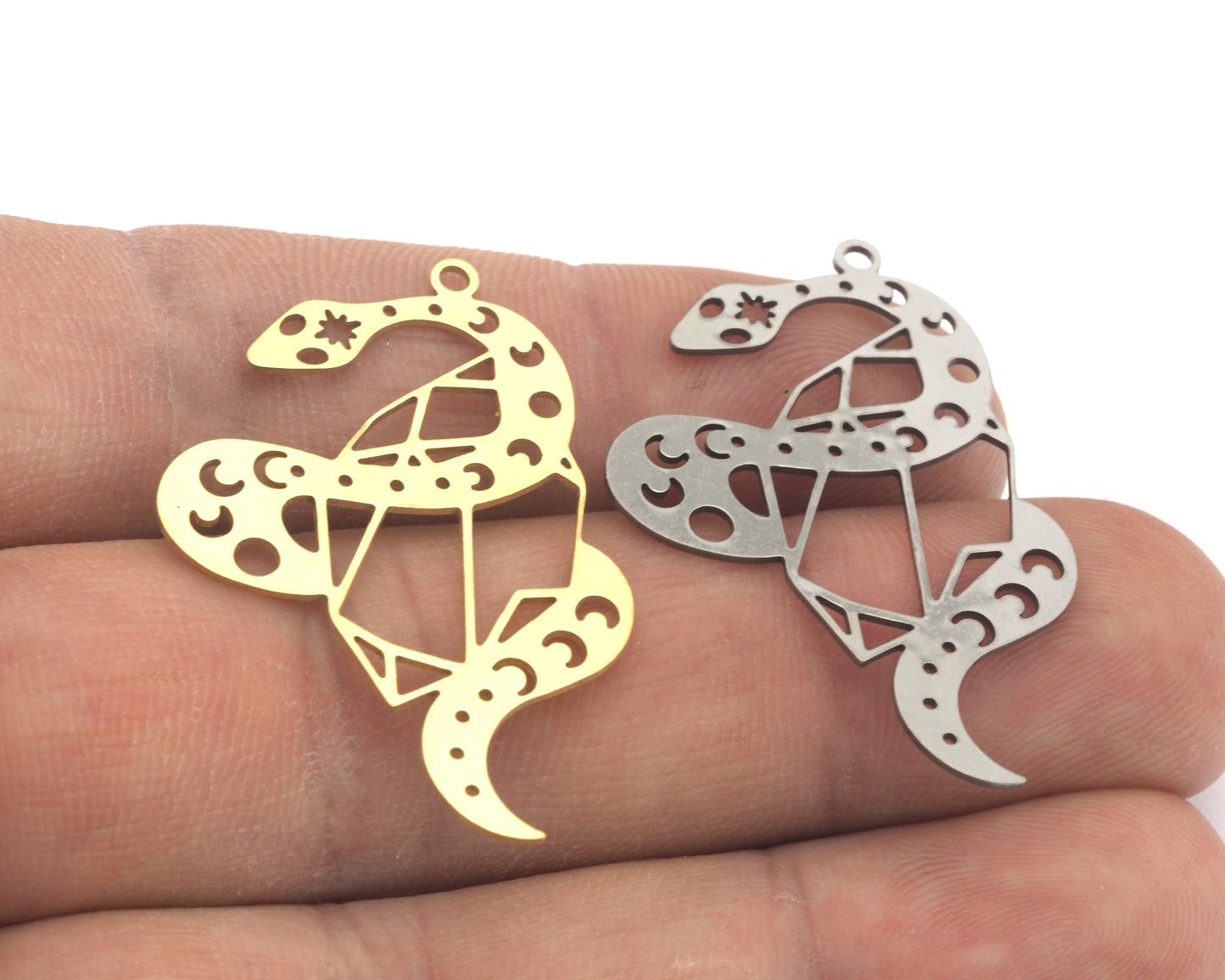 Snake Moon Sun Charms Pendant Raw Brass, Stainless Steel 40mm 0.5 mm 1 hole Findings 4657