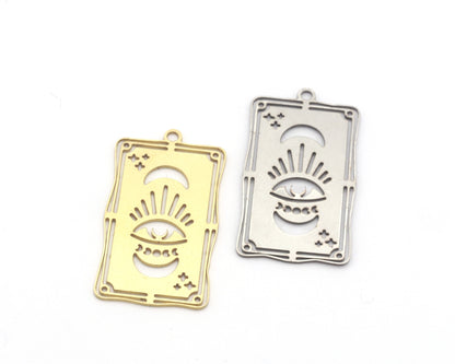 Eye Crescent moon Star Rectangle Charms Pendant Raw Brass, Stainless Steel 33mm 0.5 mm 1 hole Findings 4657