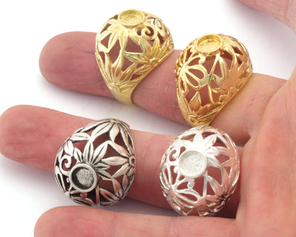Leaf Butterfly Dome Ring Blank Base Settings - Raw brass - Shiny silver - Antique silver - Shiny Gold (7US 10US size ) 6mm blank size 4637