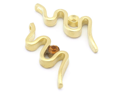 Snake Pendant Charms Base Blank Setting Raw Brass - Antique Silver - Shiny Gold Plated 25x9mm (3-3.2mm blank size SS12) findings OZ4659-125