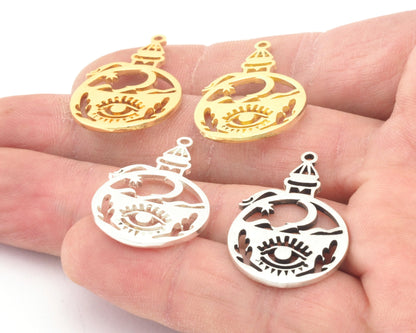 Eye Tower Leaf Charms Pendant Raw Brass - Shiny Silver - Antique silver - Shiny gold Plated 31x20mm 1.5mm thickness Charms OZ4660-250