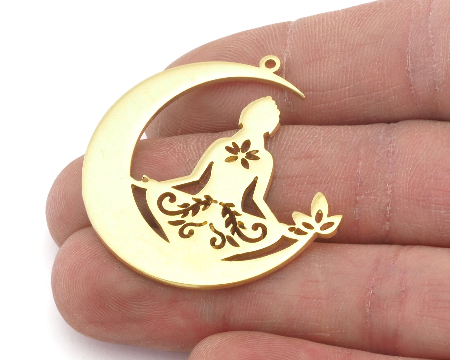 Crescent Meditation Pendant Raw Brass 39x39mm 1.5mm thickness OZ4662-725