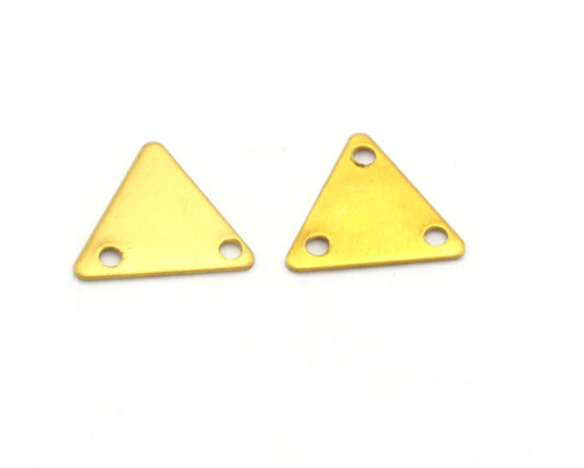 Raw Brass 9x10mm Triangle tag Charms with 2 or 3 hole ,Findings 621R-18 tmlp