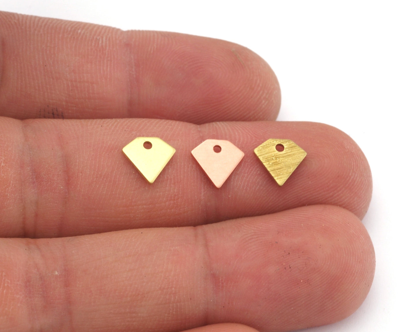 Diamond charms (Raw Brass, Brushed, Raw Copper) 8mm (0.8mm thickness) 1 hole tag 2241