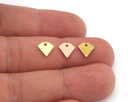 Diamond charms (Raw Brass, Brushed, Raw Copper) 8mm (0.8mm thickness) 1 hole tag 2241