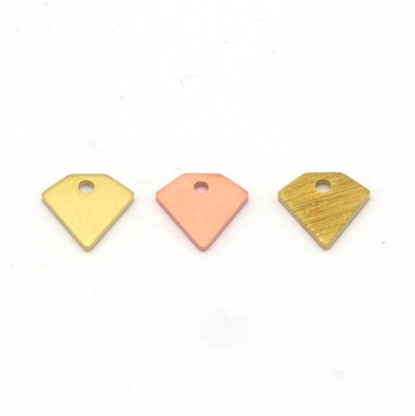 Diamond charms (Raw Brass, Brushed, Raw Copper) 8mm (0.8mm thickness) 1 hole tag 2241