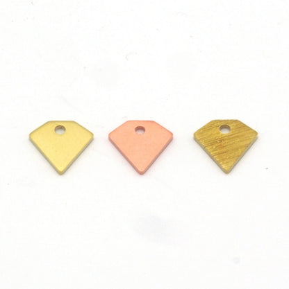 Diamond charms (Raw Brass, Brushed, Raw Copper) 8mm (0.8mm thickness) 1 hole tag 2241