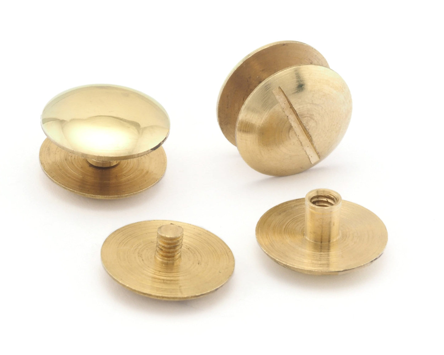 Screw Caps Raw brass studs, screw rivets, 16mm with bolt CSC5 1268