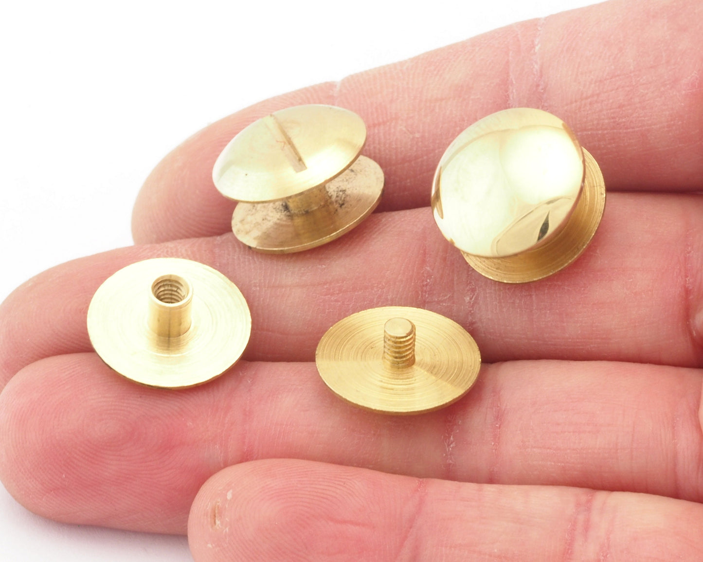 Screw Caps Raw brass studs, screw rivets, 16mm with bolt CSC5 1268