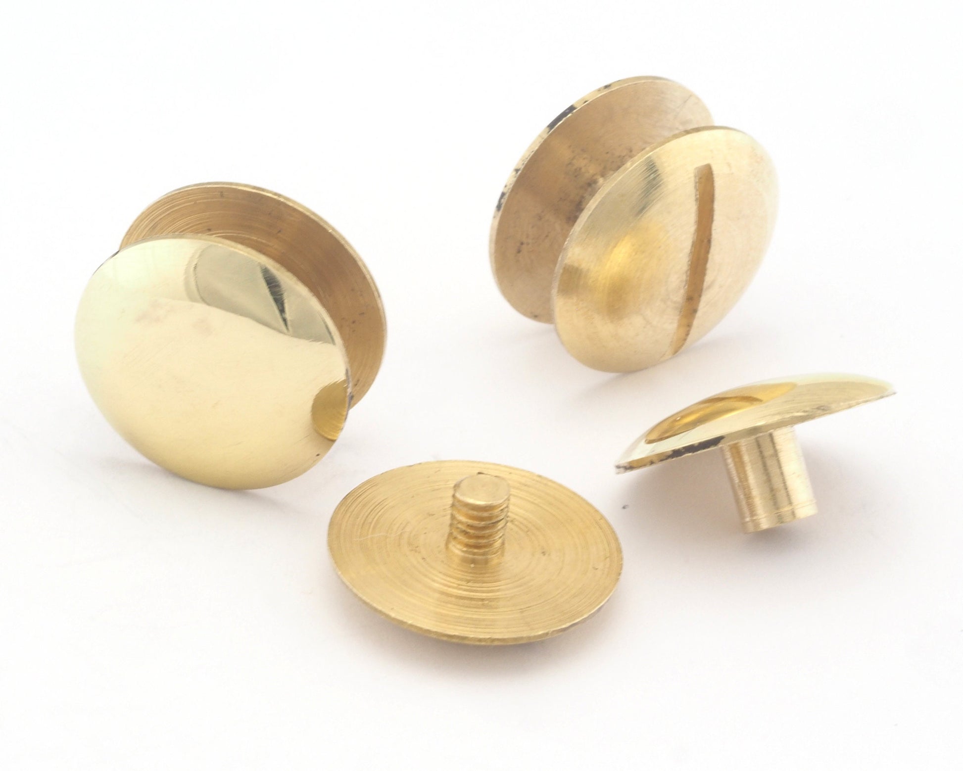 Screw Caps Raw brass studs, screw rivets, 16mm with bolt CSC5 1268