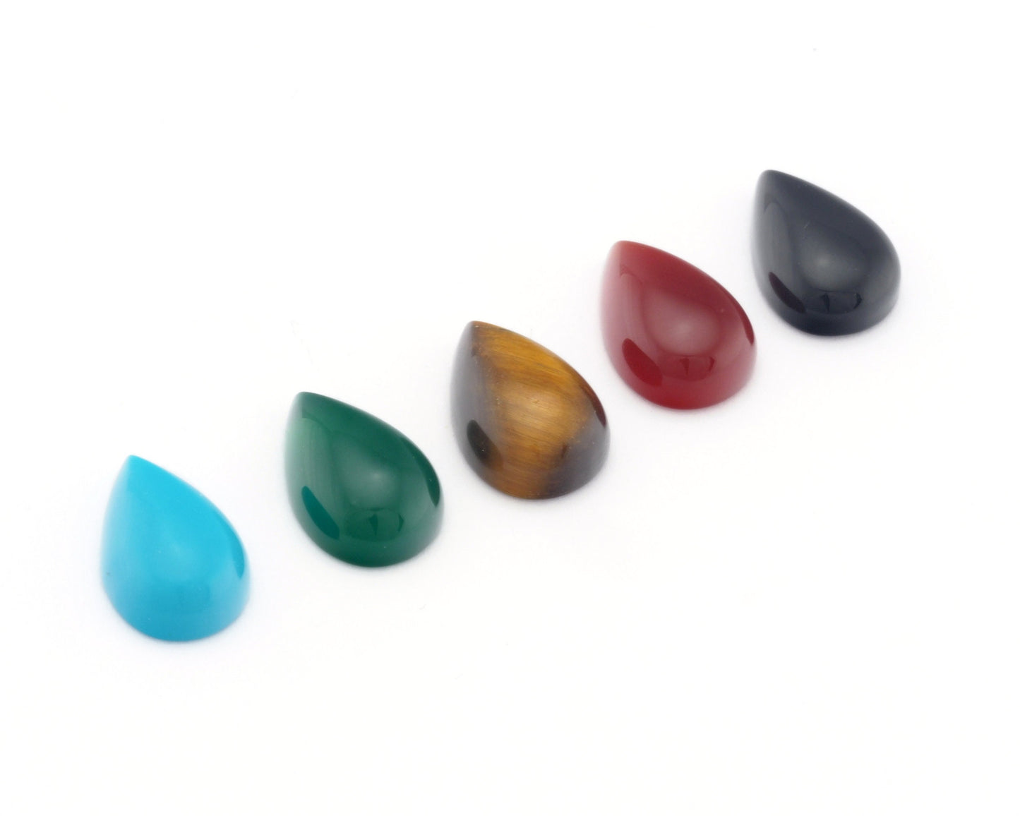 Natural Pear / Teardrop Multi Color Flat Back Cabochons 8x12mm