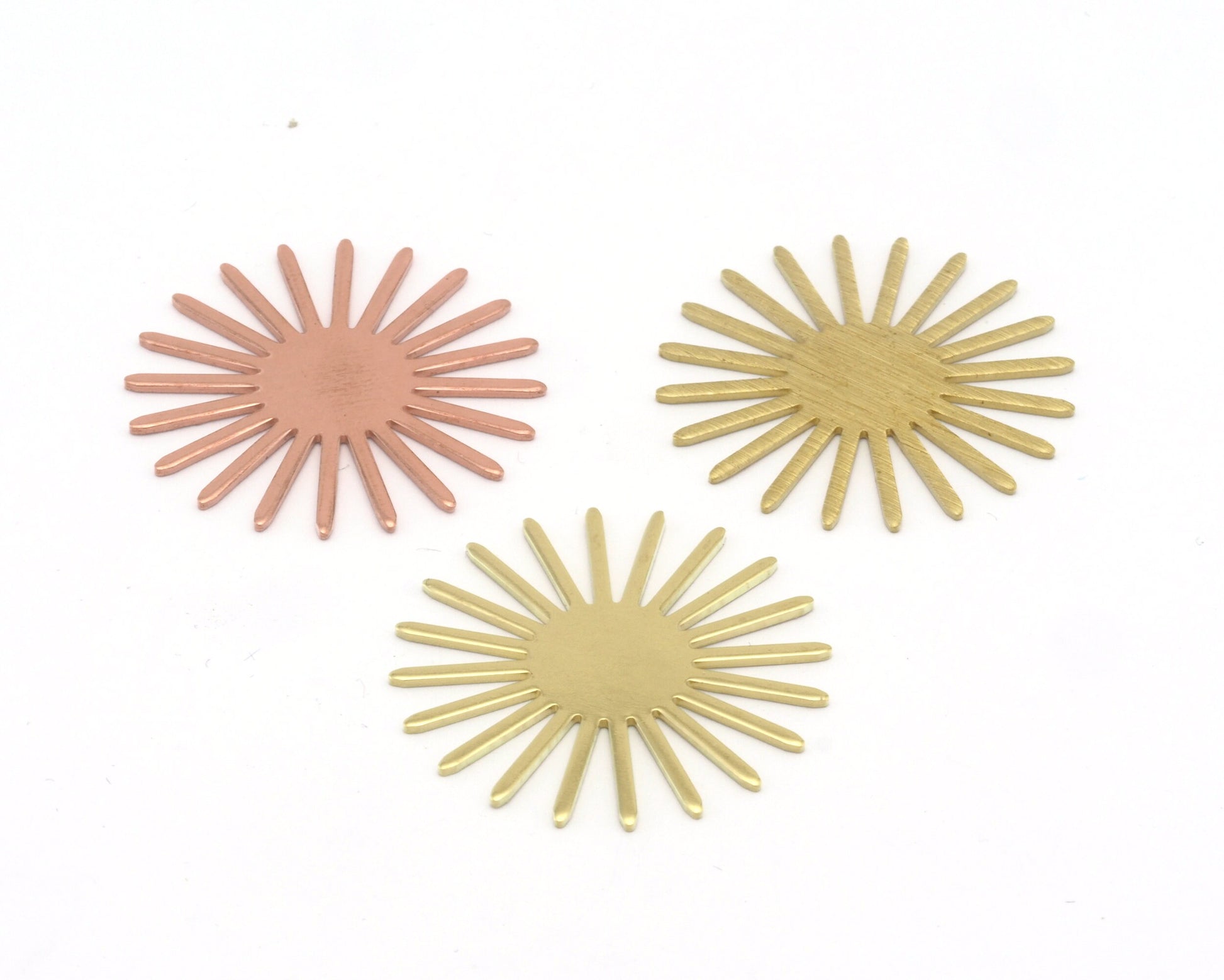 Sun Flat Connector Charms 30mm Raw Copper - Raw Brass - Brushed findings S202-220