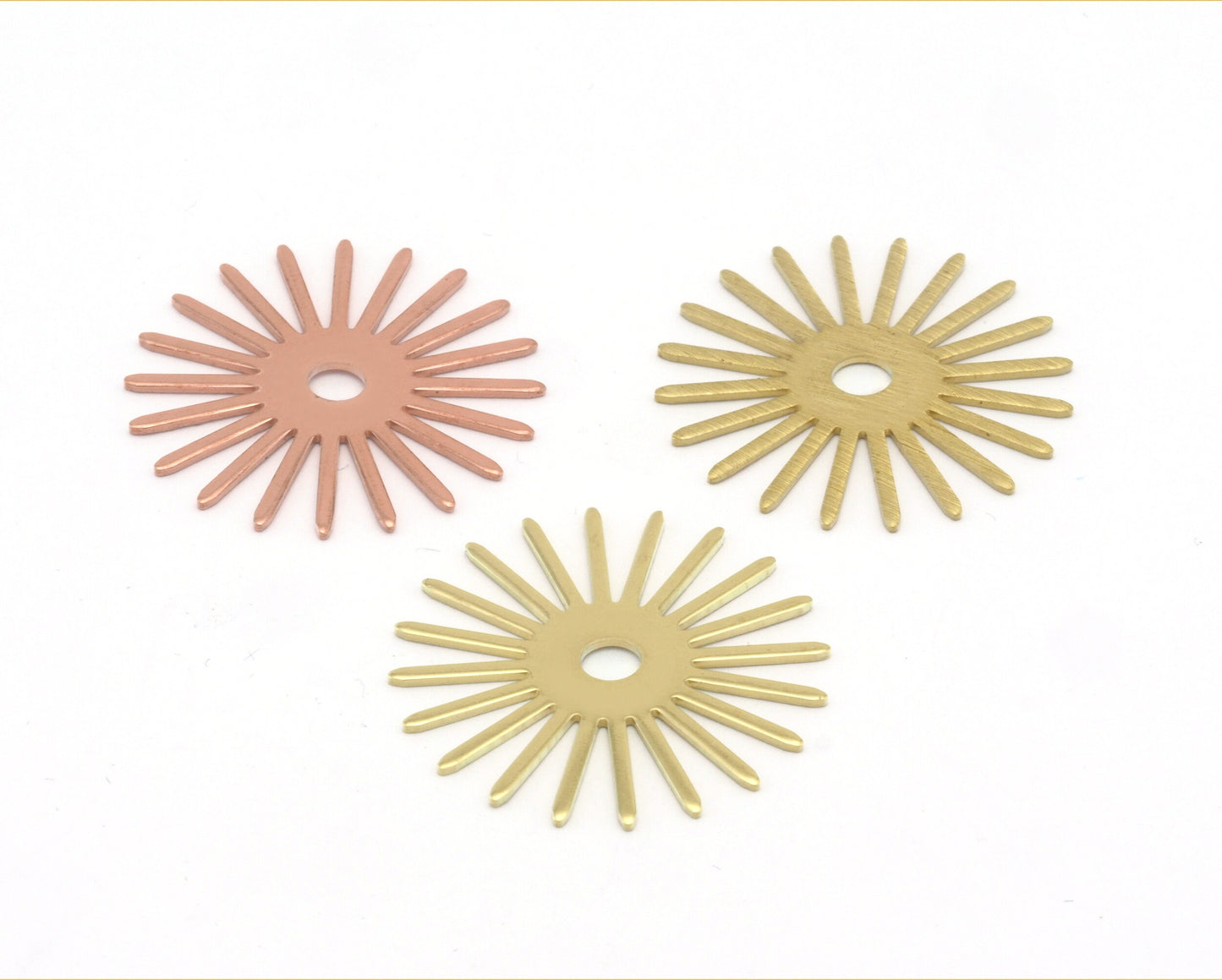 Sun Flat Charms 30mm Raw Copper - Raw Brass - Brushed findings S203