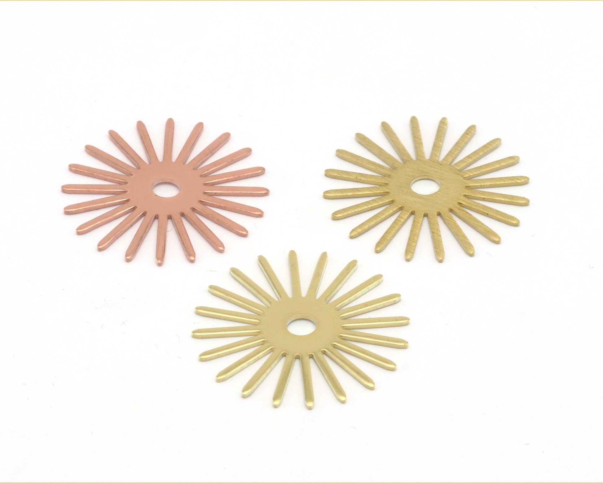 Sun Flat Charms 30mm Raw Copper - Raw Brass - Brushed findings S203