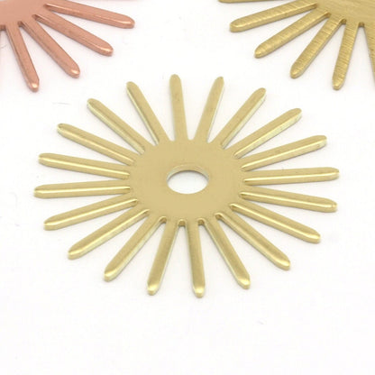 Sun Flat Charms 30mm Raw Copper - Raw Brass - Brushed findings S203