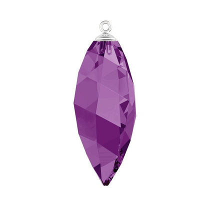 Swirl drop pendant 6541 Swarovski® amethyst (204) (half hole) with classic rhodium plating cap (picture is symbolic) 34.5mm