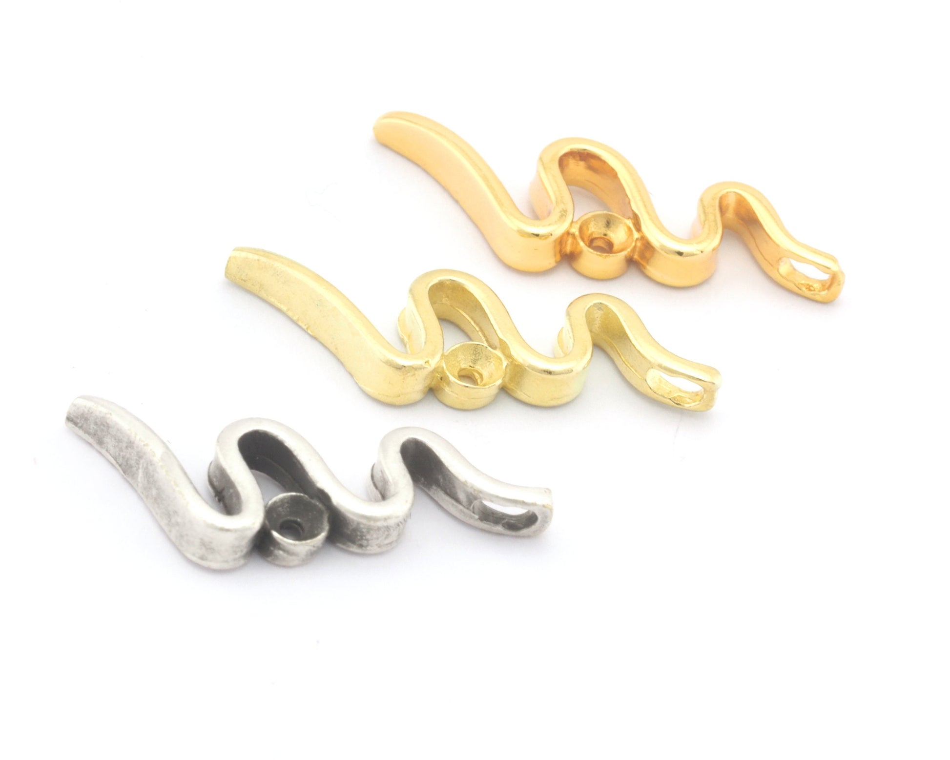 Snake Pendant Charms Base Blank Setting Raw Brass - Antique Silver - Shiny Gold Plated 25x9mm (3-3.2mm blank size SS12) findings OZ4659-125