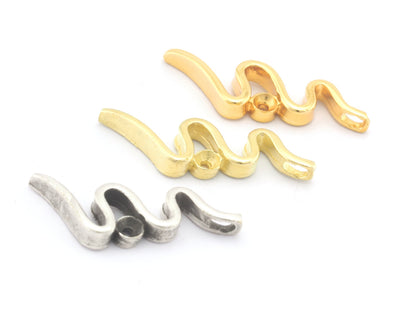 Snake Pendant Charms Base Blank Setting Raw Brass - Antique Silver - Shiny Gold Plated 25x9mm (3-3.2mm blank size SS12) findings OZ4659-125
