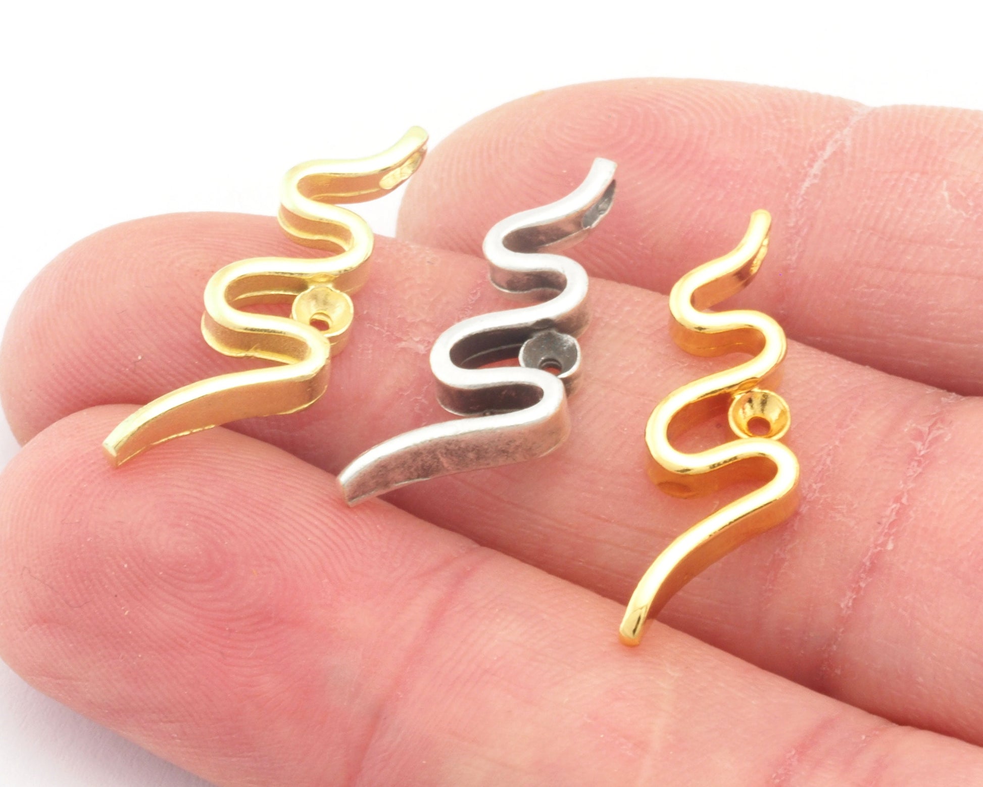 Snake Pendant Charms Base Blank Setting Raw Brass - Antique Silver - Shiny Gold Plated 25x9mm (3-3.2mm blank size SS12) findings OZ4659-125