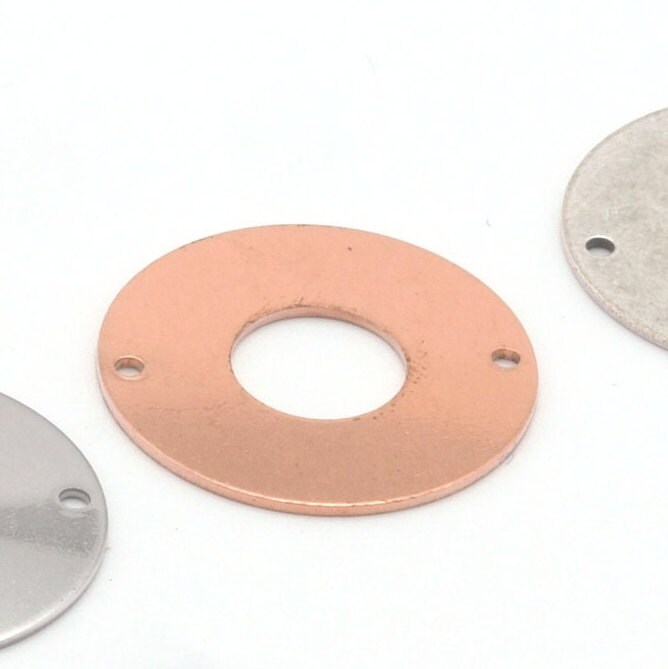 Round Disc Stamp 25mm Charms Raw Brass Copper Stainless Steel (0.8mm thickness) 2 hole findings 3657