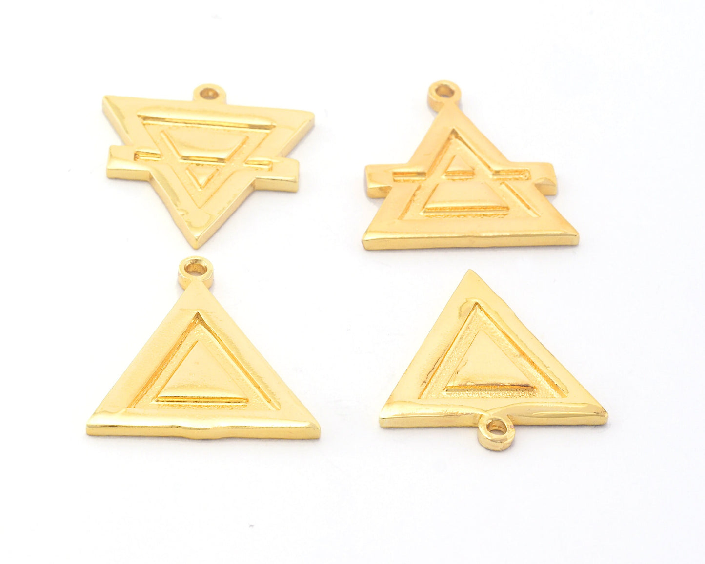 Four Elements Symbols Charms Pendant Shiny Gold Plated Brass (21x19mm, 1.5mm thickness) 4695-96-97-98