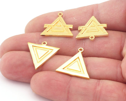 Four Elements Symbols Charms Pendant Shiny Gold Plated Brass (21x19mm, 1.5mm thickness) 4695-96-97-98